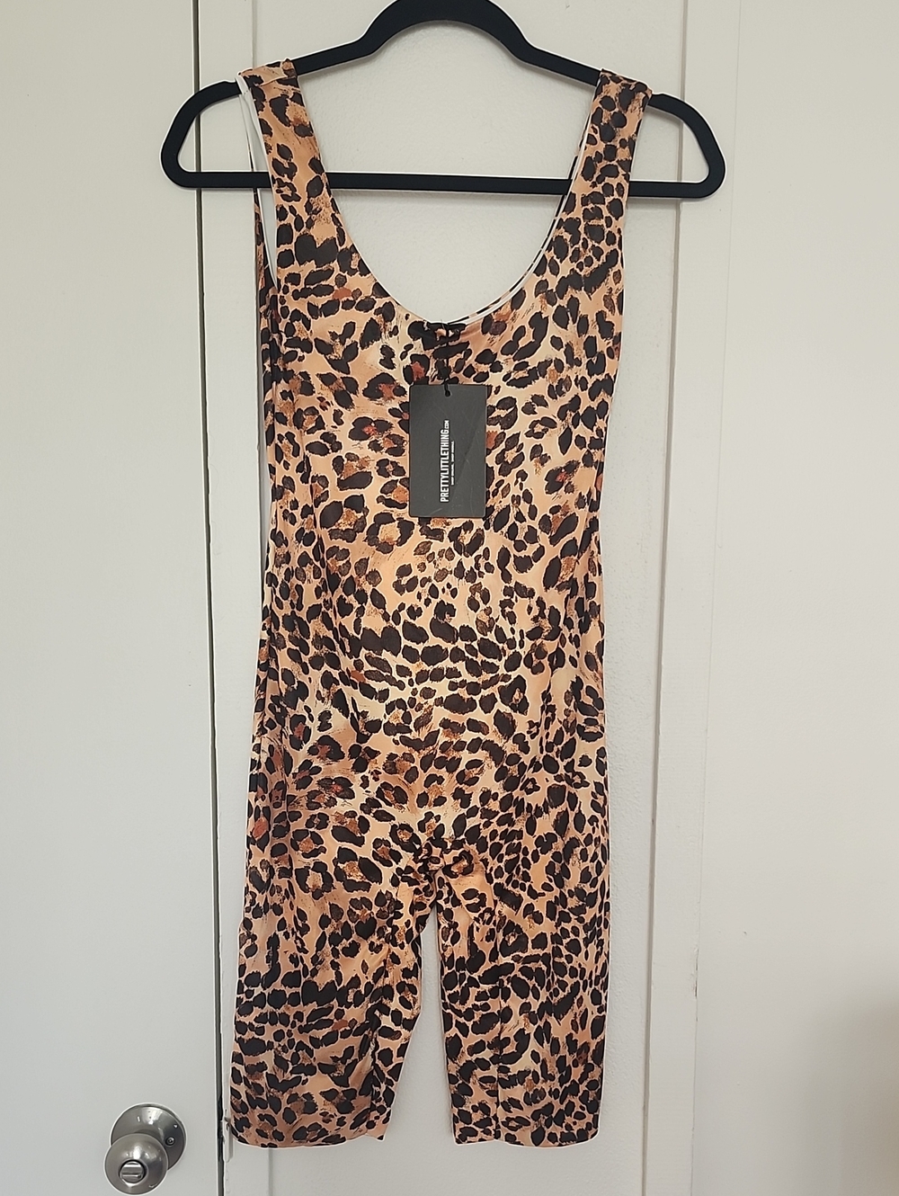 PrettyLittleThing Leopard Print Sleeveless Jumpsuit - Tan & Black